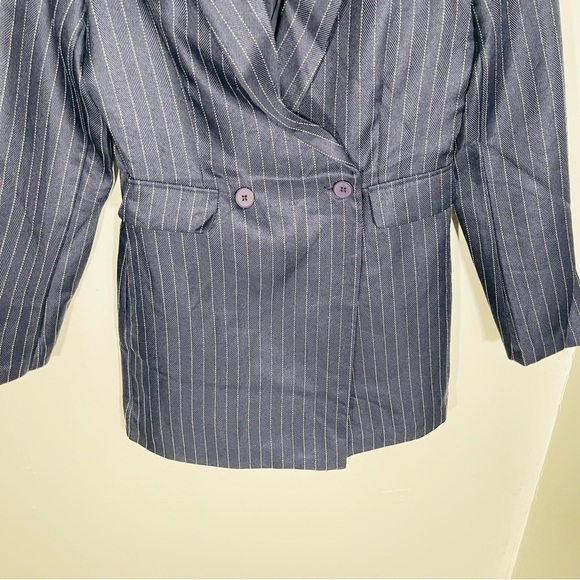 NEW Anthropologie English Factory Pinstripe Blazer Romper Blue White Preppy - Picture 8 of 8